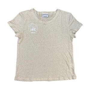 Understated Leather • Giddy Up Embroidered Cowgirl Horse Linen Tee Cream M